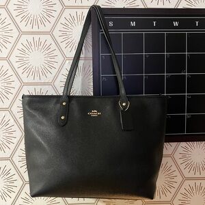 Coach Black Tote with Gold Accents
